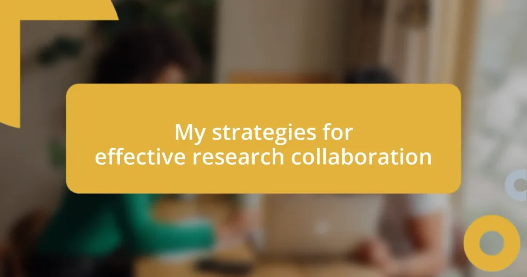 My strategies for effective research collaboration