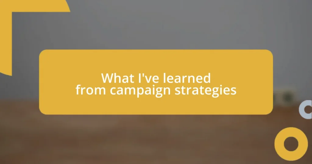 What I’ve learned from campaign strategies