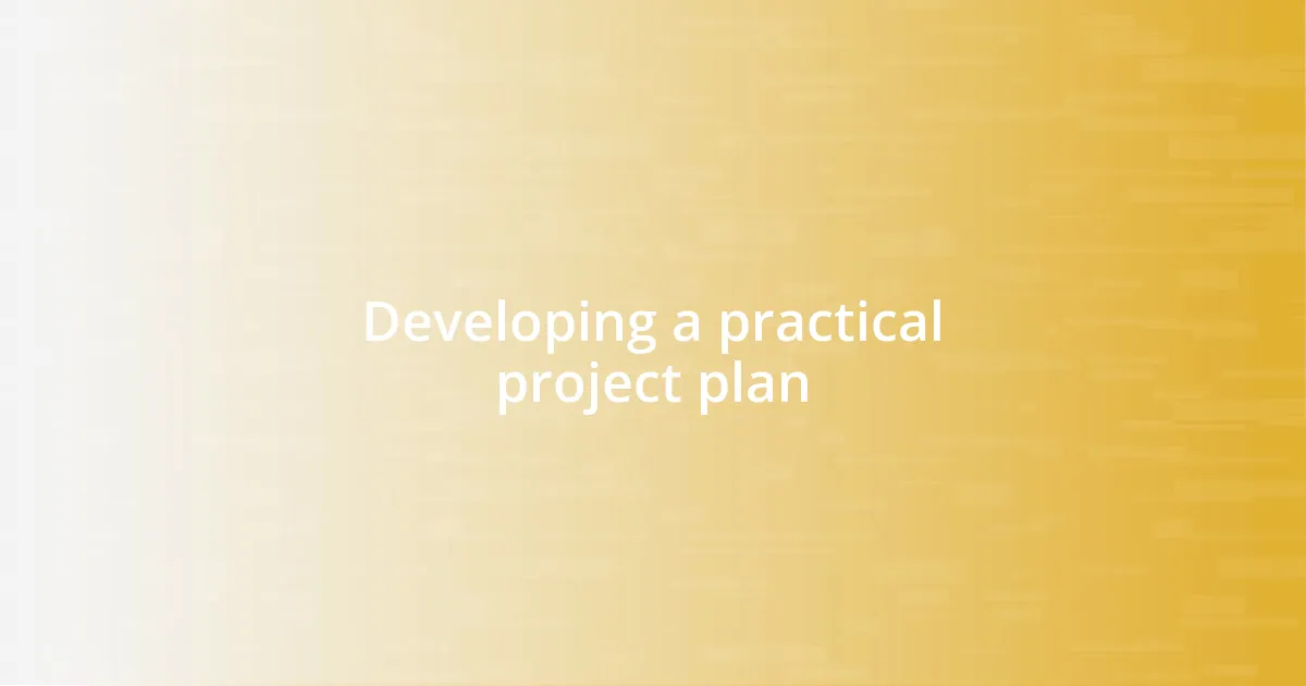 Developing a practical project plan