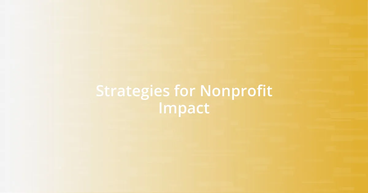 Strategies for Nonprofit Impact